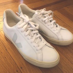 Women’s Veja White/Light Blue Tennis Shoes
